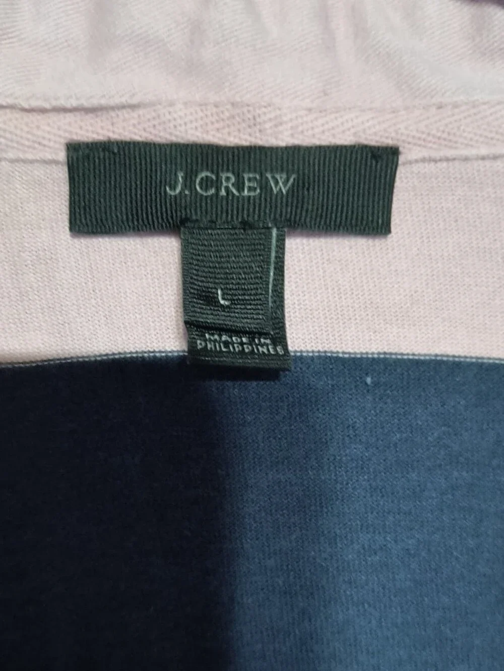 J. Crew Pink and Navy Striped Rugby Shirt